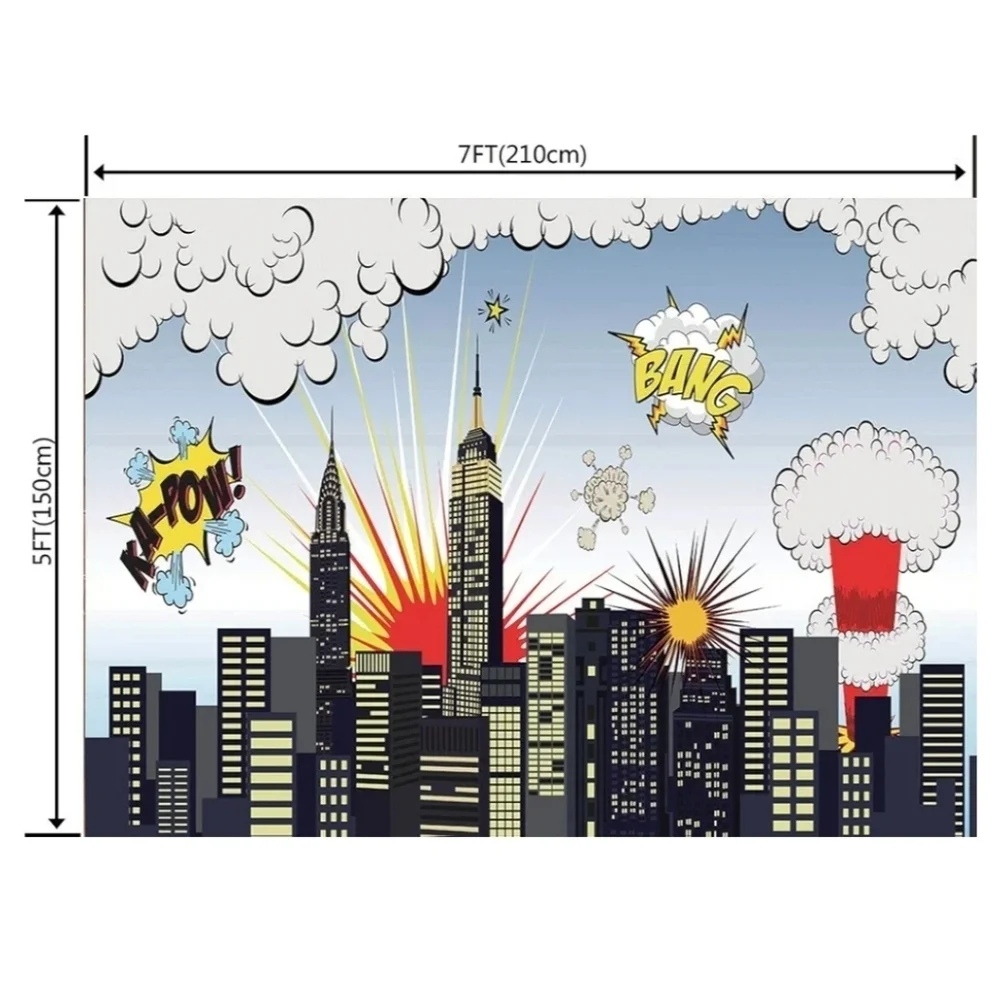 7X5FT Super City Vinyl Customized Photography Backdrop Background Studio Prop